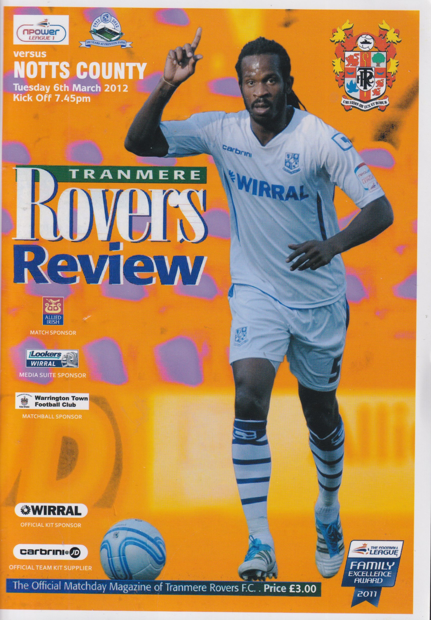 Tranmere Rovers v Notts County match programme